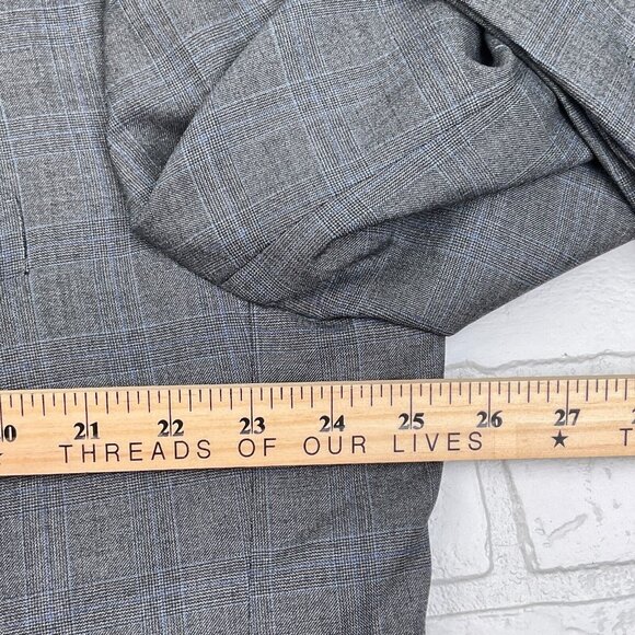 Joseph Scafidi Suit Men 49/42W x 30L Gray Blue Plaid Bespoke Classic USA VTG - Picture 12 of 16